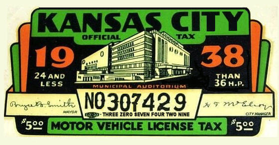 (image for) 1938 KS tax/inspection KANSAS CITY
